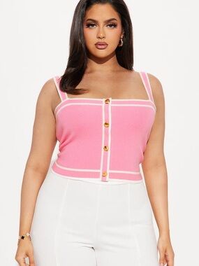Fashion Nova Lunch in Paris Sweater Pink and White Striped Knit Crop Top